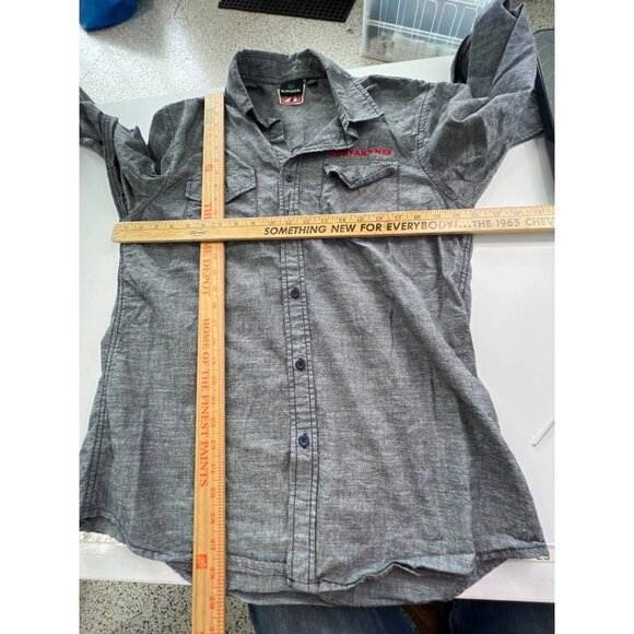 Burnside Kuryakyn Long Sleeve Button-Up Shirt Large Gray Embroidery Pockets - Picture 5 of 7